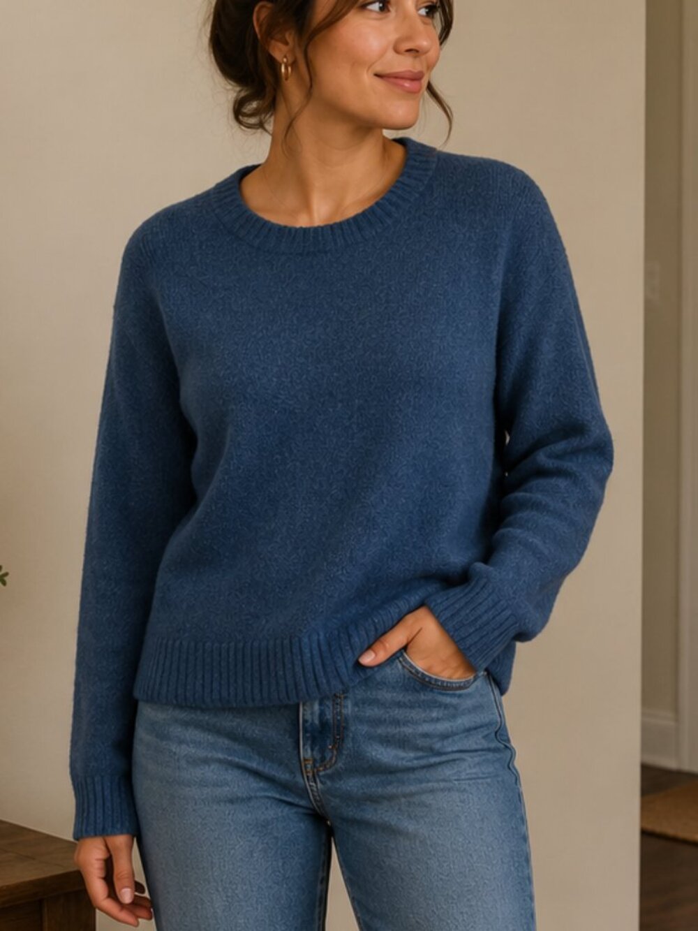 American Eagle Outfitters blue sweater size xl Angola rabbit hair